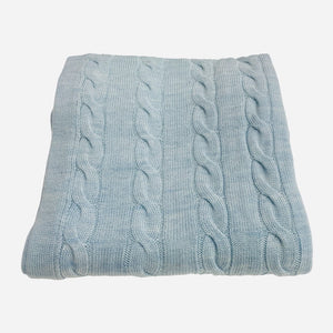 Natures Gift For Baby Blanket Merino Cable Baby Blanket : Ice Blue