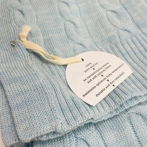 Natures Gift For Baby Blanket Merino Cable Baby Blanket : Ice Blue