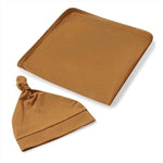 Snuggle Hunny Kids Swaddling & Receiving Blankets Jersey Wrap & Beanie Set : Bronze