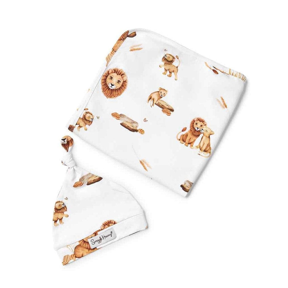 Snuggle Hunny Kids Jersey Wrap & Beanie Set : Lion