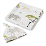 Snuggle Hunny Kids Swaddling & Receiving Blankets Jersey Wrap & Beanie Set : Safari