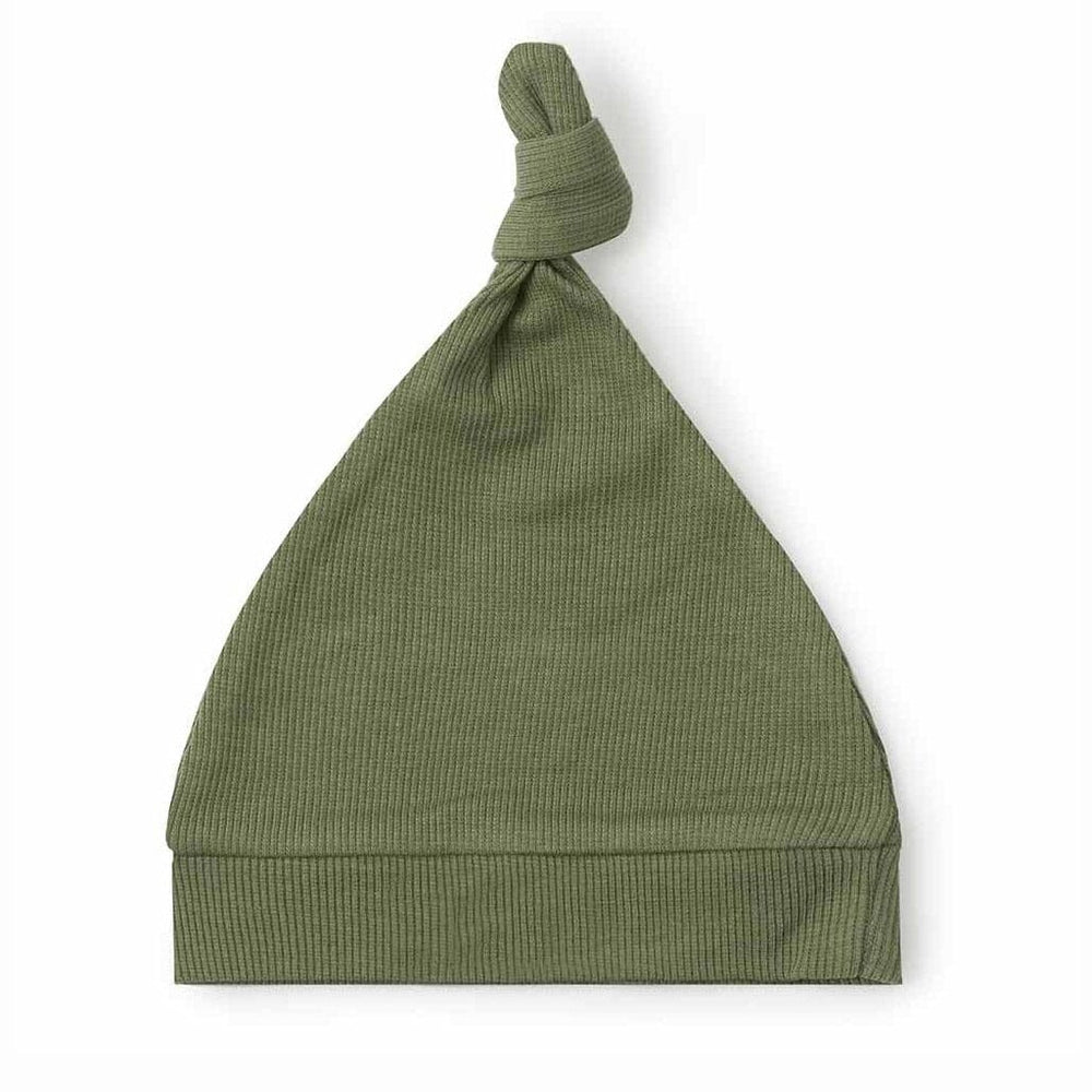 Snuggle Hunny Kids Clothing Organic Ribbed Knotted Beanie : Olive