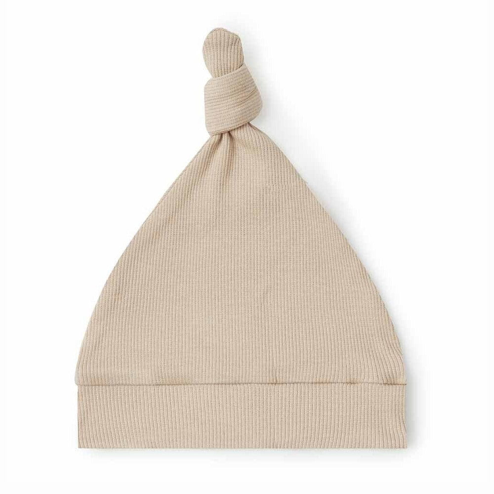 Snuggle Hunny Kids Clothing Organic Ribbed Knotted Beanie : Pebble