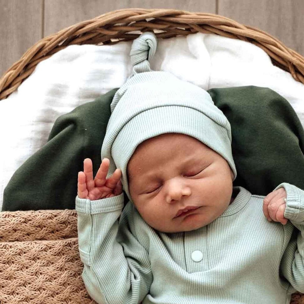 
            
                Load image into Gallery viewer, Snuggle Hunny Kids Clothing Organic Ribbed Knotted Beanie : Sage
            
        