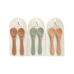 Ash & Co Nursing & Feeding Silicone Two Piece Cutlery Set : Apricot