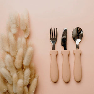 Ash & Co Nursing & Feeding Three Piece S/Steel Cutlery Set : Apricot