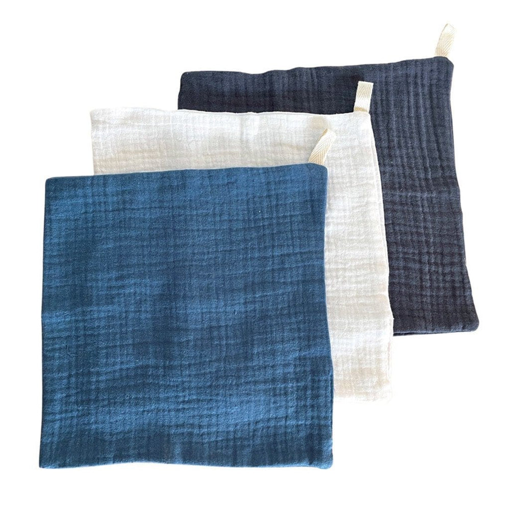 
            
                Load image into Gallery viewer, Ecosprout Muslin Cloths 3pk: Deep Navy
            
        