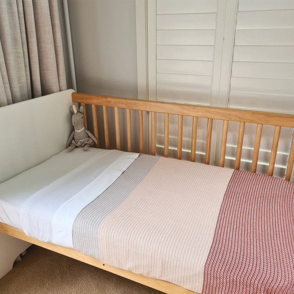
            
                Load image into Gallery viewer, Organic Cotton Cellular Cot Blanket : Blush Stripe Blanket Ecosprout 
            
        