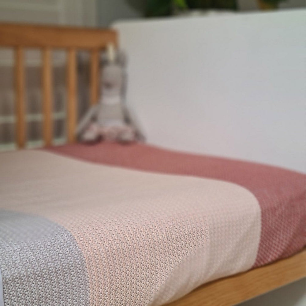 Organic Cotton Cellular Cot Blanket : Blush Stripe Blanket Ecosprout 