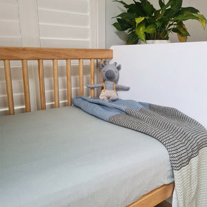 
            
                Load image into Gallery viewer, Organic Cotton Cellular Cot Blanket : Olive Stripe Ecosprout
            
        