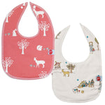 Goo Organic Cotton Baby Bib 2 Pack - Field Friends Coral and Field Stroll - Ecosprout - New Zealand