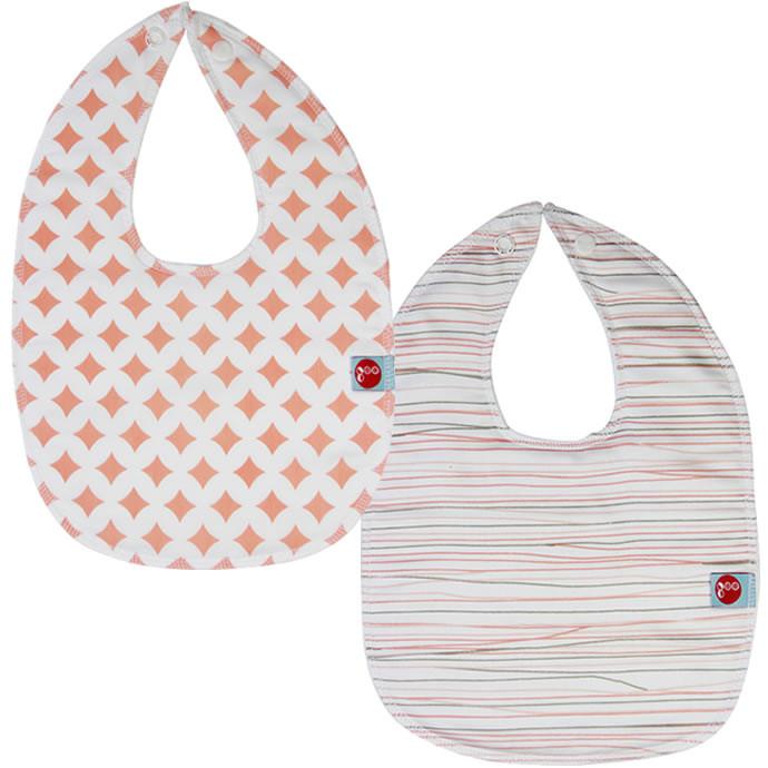 Goo Organic Cotton Baby Bib 2 Pack - Lattice Pink and Pencil Lines - Ecosprout - New Zealand
