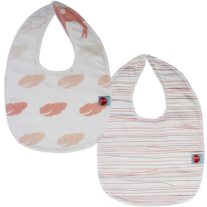 Goo Organic Cotton Baby Bib 2 Pack - Oh Deer and Pencil Lines Pink - Ecosprout - New Zealand