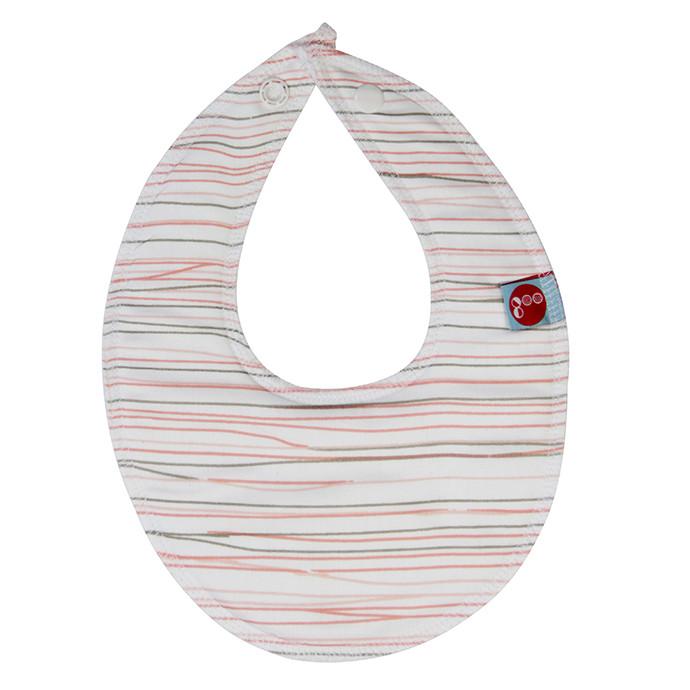 Goo Organic Cotton Dribble Bib - Pencil Lines Pink - Ecosprout - New Zealand
