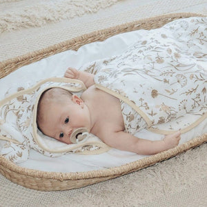 
            
                Load image into Gallery viewer, Bamboo Hooded Bath Towel Set : Wild Meadow Neutral Baby Towel Luna&amp;#39;s Treasures 
            
        