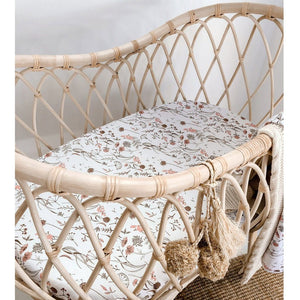 
            
                Load image into Gallery viewer, Bamboo Jersey Fitted Bassinet Sheet : Wild Meadow Pink Sheet Luna&amp;#39;s Treasures 
            
        