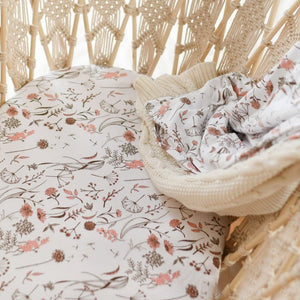 Luna's Treasures Sheet Bamboo Jersey Fitted Bassinet Sheet : Wild Meadow Pink