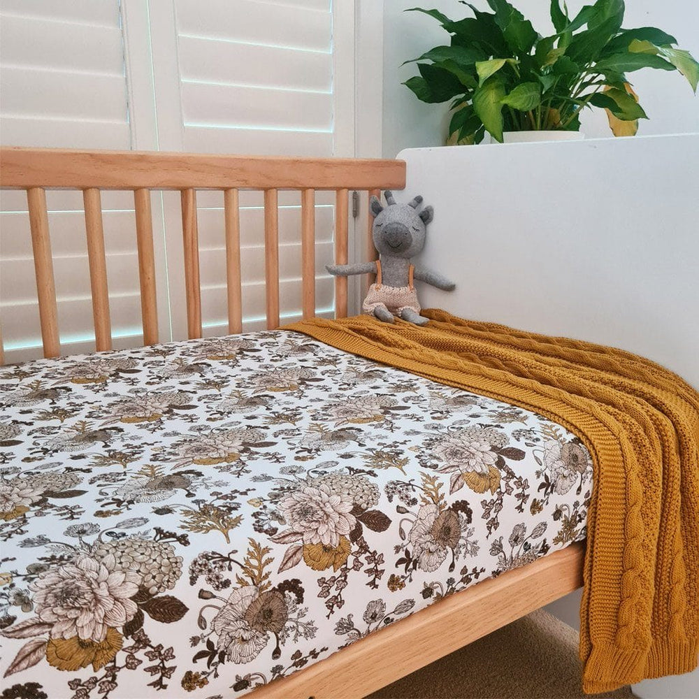Bamboo Jersey Fitted Cot Sheet : Goldie Blooms Sheet Luna's Treasures 