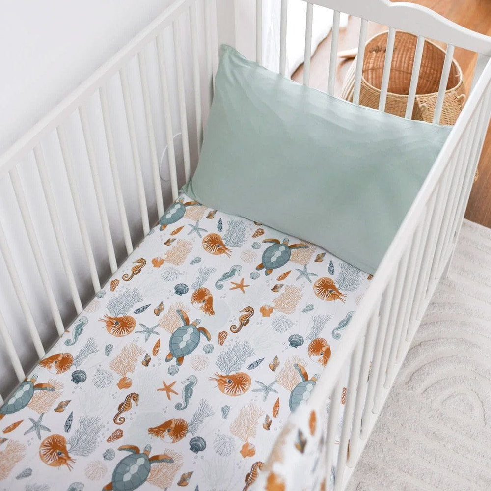 Lunas Treasures Bamboo Jersey Fitted Cot Sheet : Nautilus