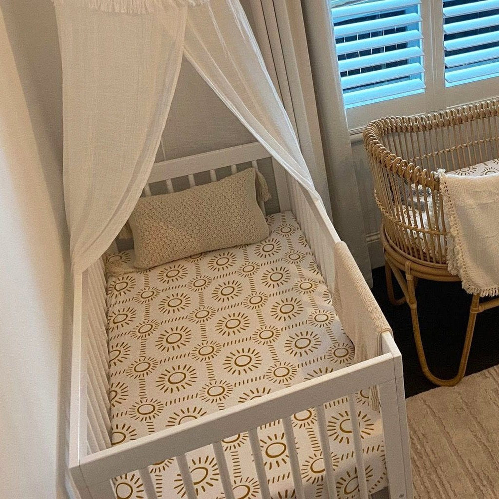 
            
                Load image into Gallery viewer, Bamboo Jersey Fitted Cot Sheet : Soleil Sheet Luna&amp;#39;s Treasures 
            
        
