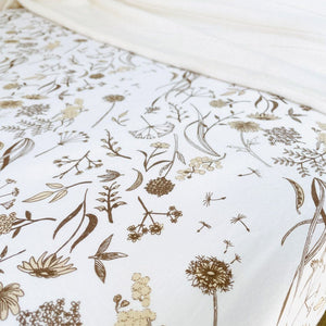Bamboo Jersey Fitted Cot Sheet : Wild Meadows Neutral Sheet Luna's Treasures 