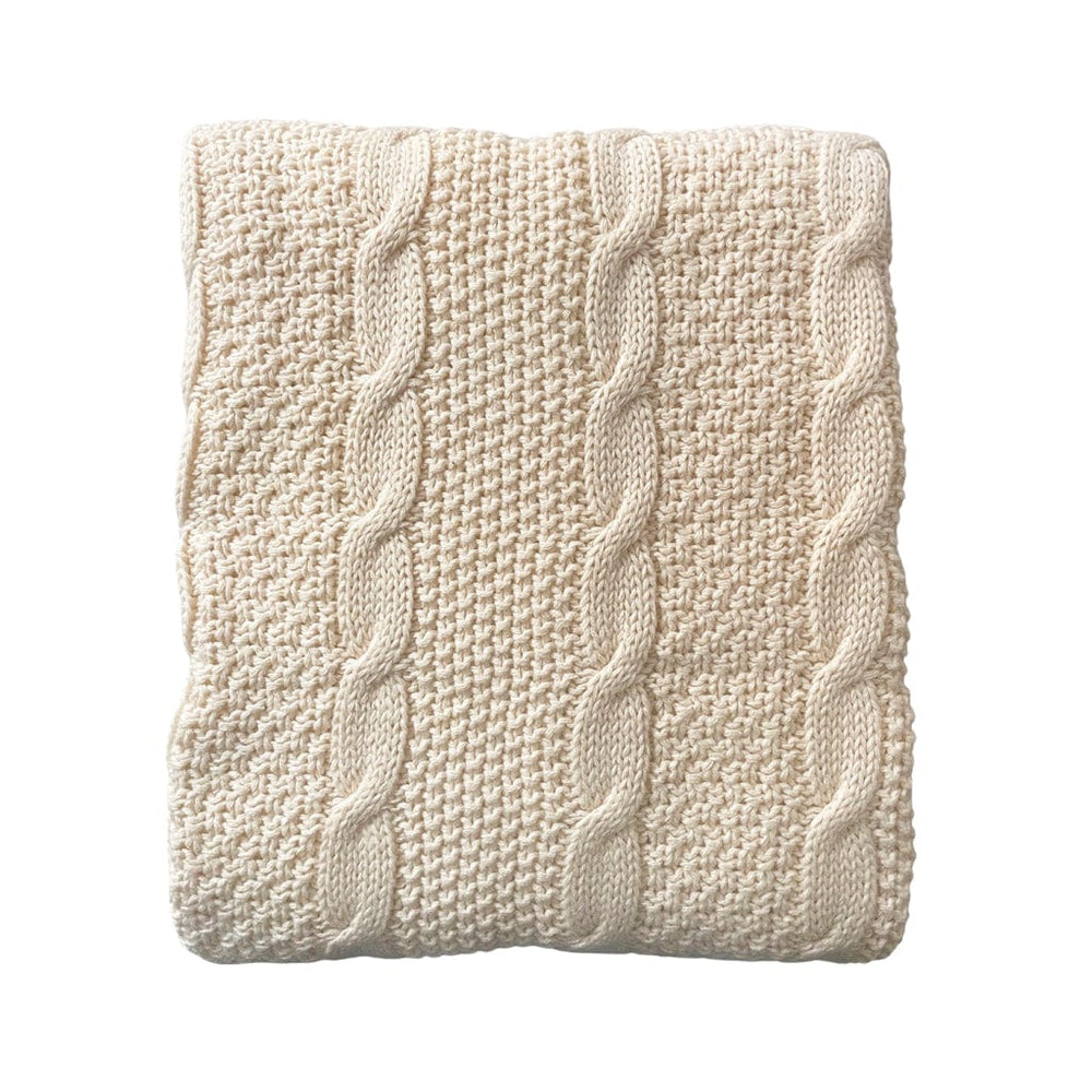 Luna's Treasures Blanket Cable Knit Cotton Blanket : Almond