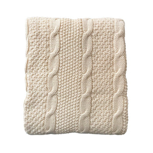 Luna's Treasures Blanket Cable Knit Cotton Blanket : Almond