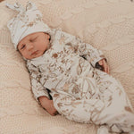Knotted Hem Newborn Gown : Wild Meadow Neutral Sleepwear Luna's Treasures 