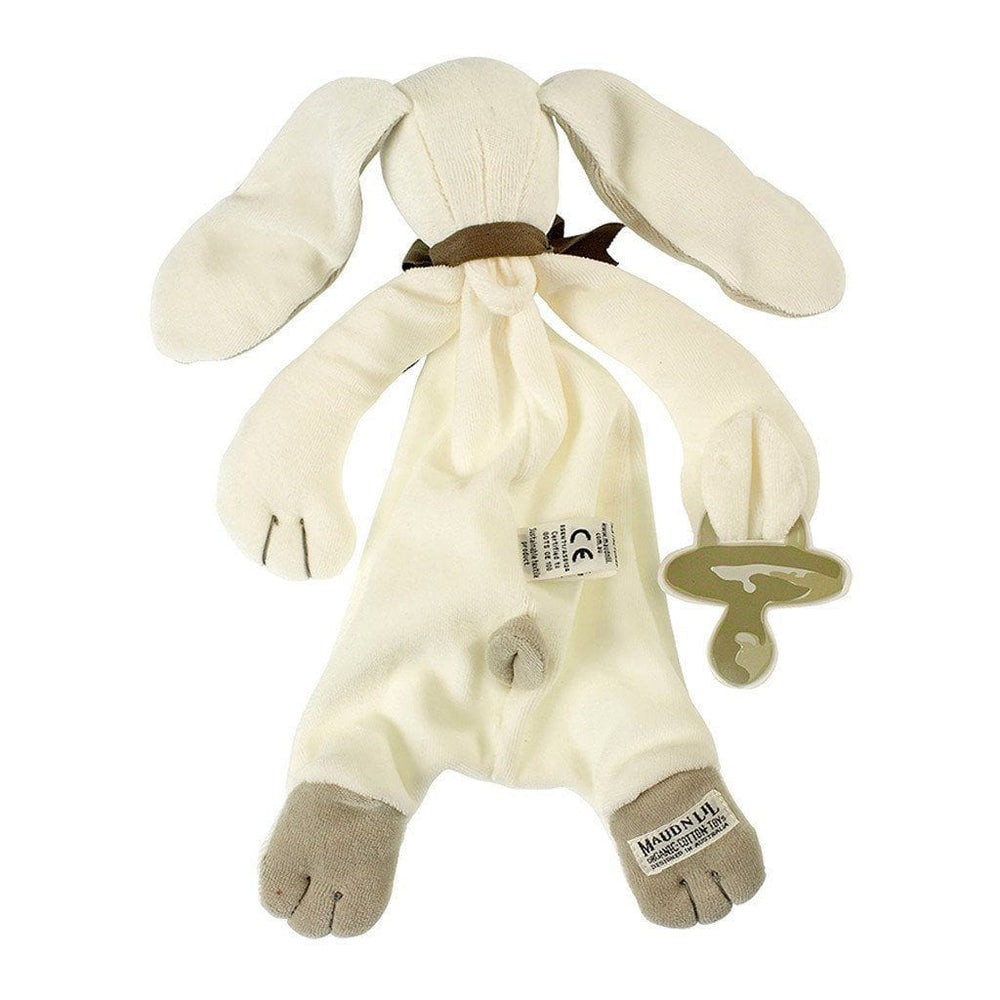 MaudnLil Organic Cotton Baby Comforter - Ears the Bunny Grey and White - Unboxed back view