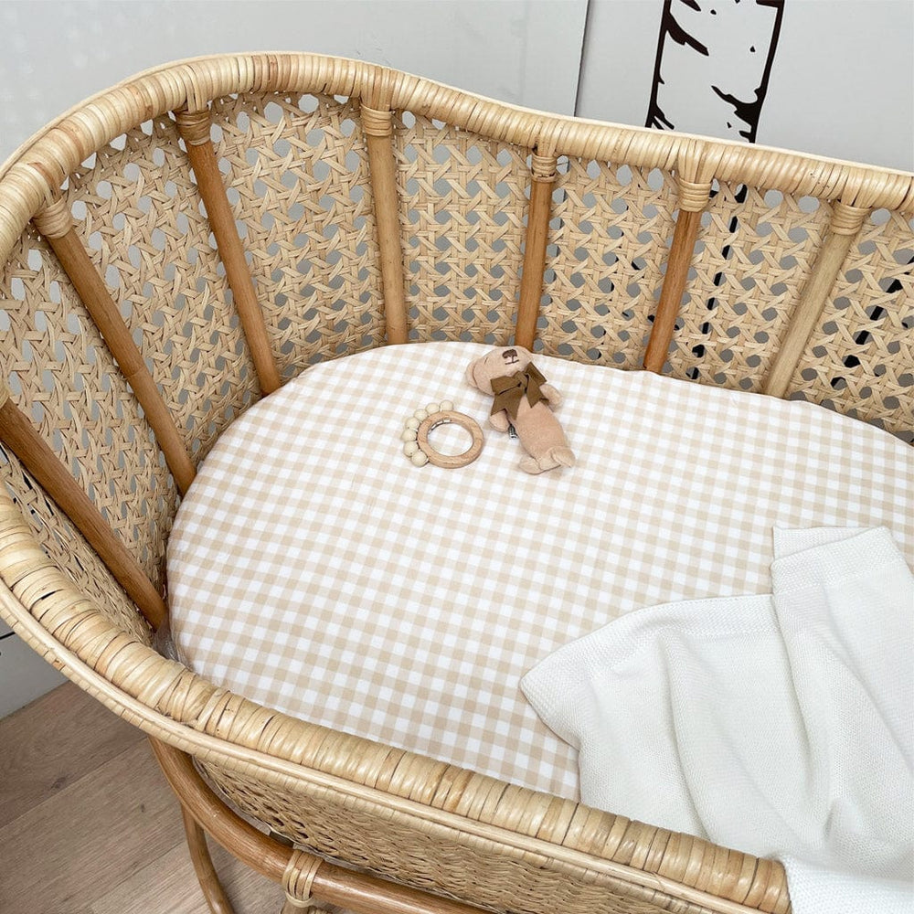 
            
                Load image into Gallery viewer, Mulberry Threads Sheet Organic Bamboo Fitted Bassinet Sheet : Oat Gingham
            
        