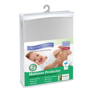 Protect A Bed Cot  Bamboo Jersey Fitted - Two Pack - Ecosprout - New Zealand