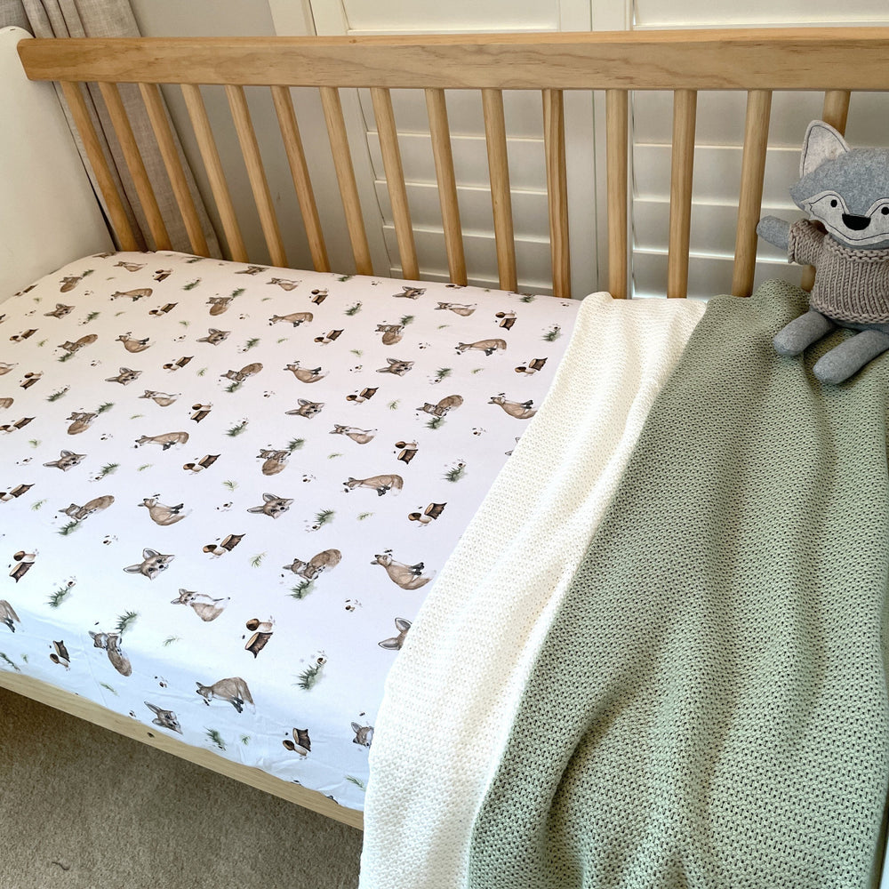 Fitted Cot Sheet : Fox Sheet Snuggle Hunny Kids 