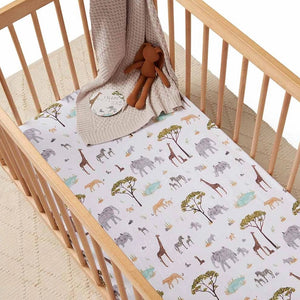
            
                Load image into Gallery viewer, Snuggle Hunny Kids Sheet Fitted Cot Sheet : Safari
            
        