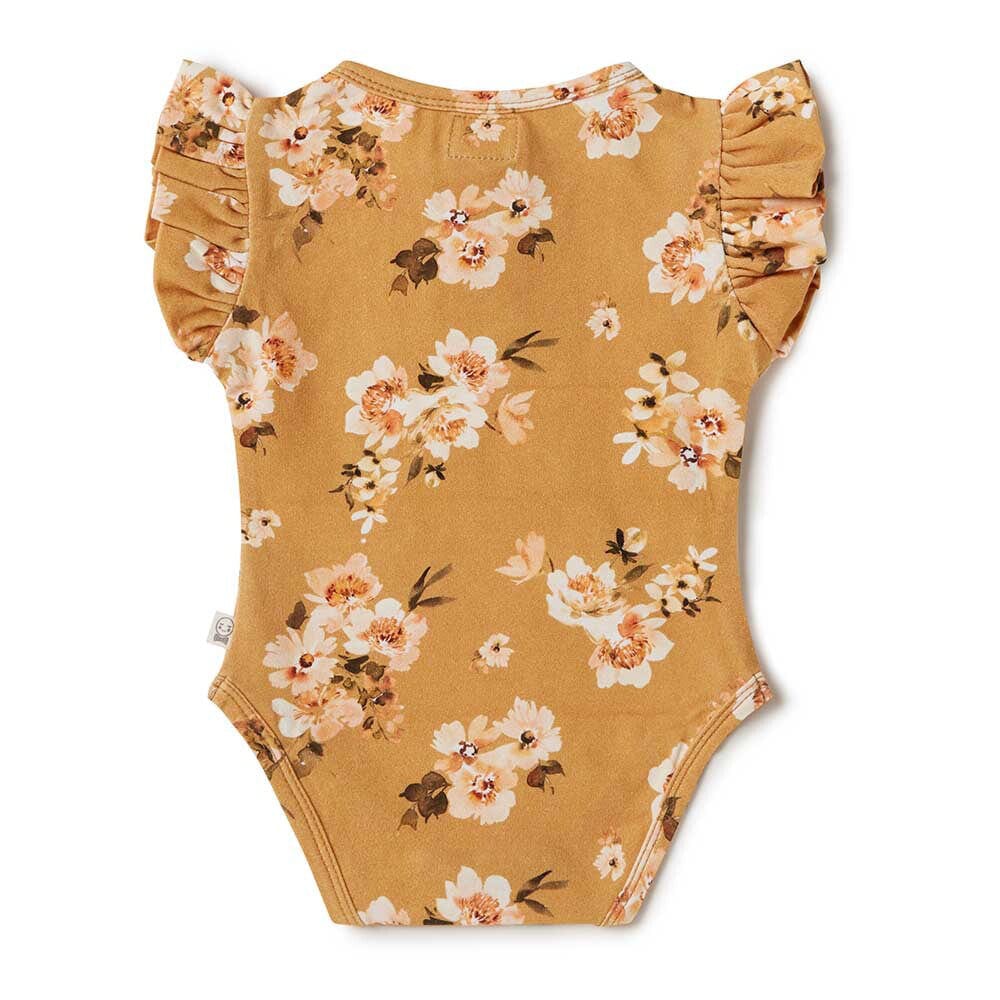 Snuggle Hunny Kids Clothing Organic Cotton Short Sleeve Bodysuit : Golden Flower