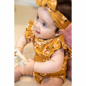 
            
                Load image into Gallery viewer, Snuggle Hunny Kids Clothing Organic Cotton Short Sleeve Bodysuit : Golden Flower
            
        
