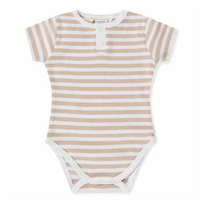 Snuggle Hunny Kids Clothing Organic Cotton Short Sleeve Bodysuit : Pebble Stripe