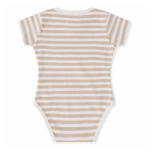 Snuggle Hunny Kids Clothing Organic Cotton Short Sleeve Bodysuit : Pebble Stripe