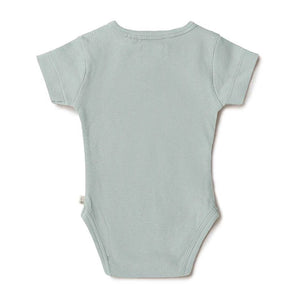 Snuggle Hunny Kids Clothing Organic Cotton Short Sleeve Bodysuit : Sage