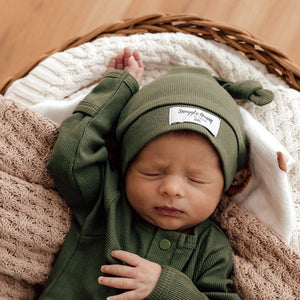 
            
                Load image into Gallery viewer, Snuggle Hunny Kids Clothing Organic Ribbed Knotted Beanie : Olive
            
        